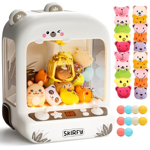 Skirfy Greifautomat Kinder mit LED-Licht Sound und 30 Mini-Figuren Elektronischer Süßigkeitenautomat mit Preisausgabe Arcade Greifmaschine Geschenk Kinder 612 Jahre für Weihnachten/Geburtstag