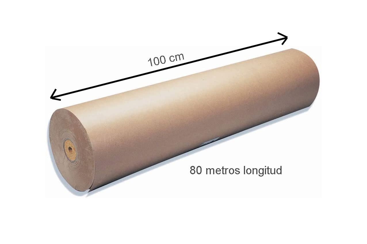 Bobina Papel Kraft Verjurado. Rollo 80 Metros Papel Especial Embalaje. Ancho 100 cm. Gramaje 60gr. Tamaño XXL. Peso 5 kilos aprox.