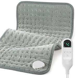 Almohadilla térmica eléctrica para dolor de espalda y calambres menstruales, alivio de calor rápido, dolores musculares, dolor de artritis, 6 ajustes de calor, 4 temporizadores, uso húmedo y