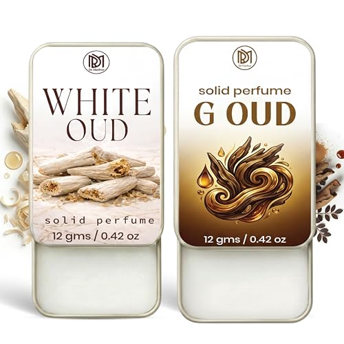 Image of Dr.Mashur Solid Perfume |G oud&White Oud Alcohol Free Wax Perfume Balm, Long Lasting | Pocket Tin 12g, Pack Of 2| Non Greasy Smooth Glide, Travel Friendly Men And Women