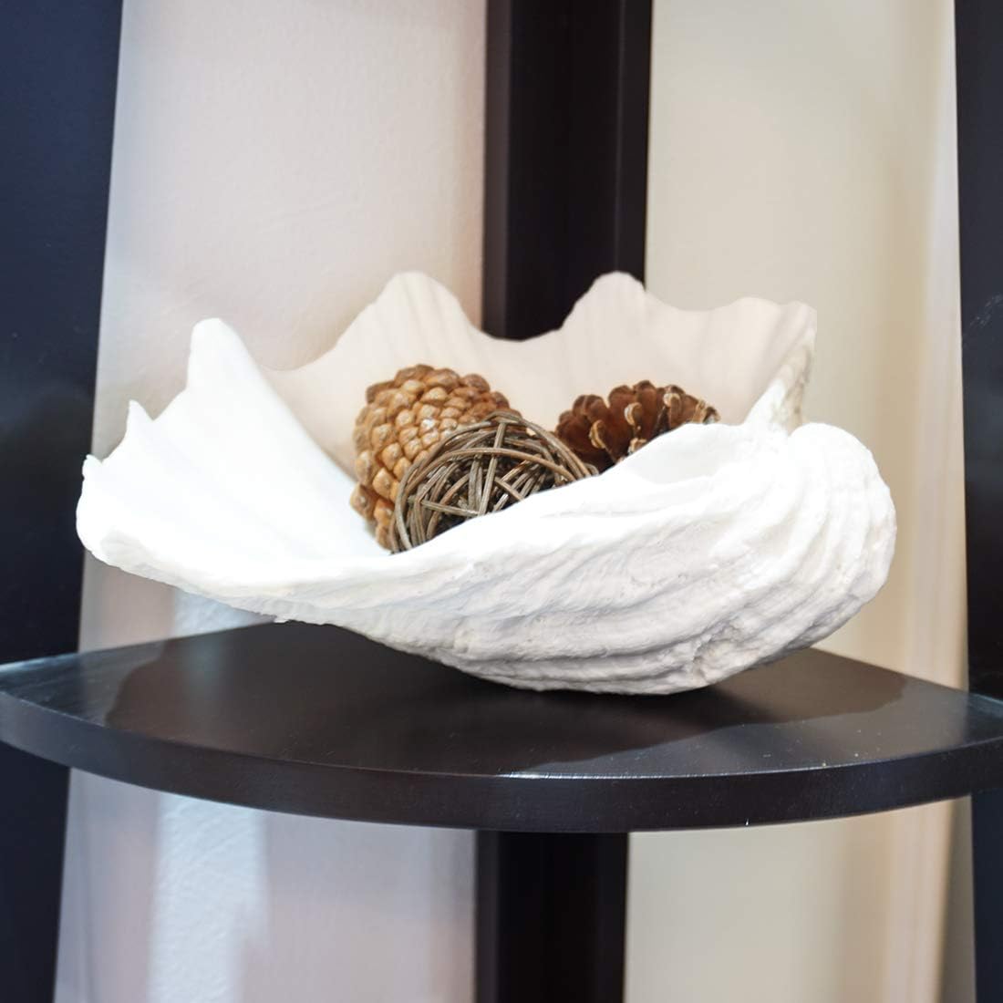 Medium White Scalloped Clam Shell Bowl Sea Shell Decor for Nautical Beach House,Coastal Decor Gift of Housewarming and Wedding Party