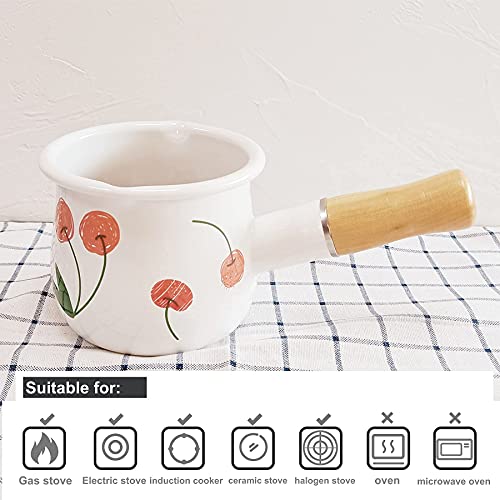 YumCute Home Enamel Milk Pan, Mini Butter Warmer 4 Inch 17 Oz