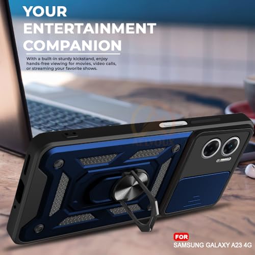 Image of Armor Bumper Back Cover Case for REDMI 11 Prime 5G | Rotating Camera Cover, Ring Holder & Kickstand | Heavy Duty & 360 Degree Protection REDMI 11 Prime 5G Back Cover (Blue)