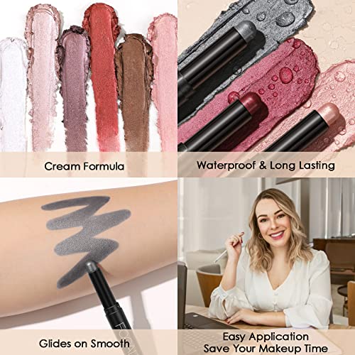 Focallure 3 Pcs Cream Eyeshadow Stick,Shimmer Eyeshadow Pencil Crayon,High Pigmented Crease-Proof Eye Shadow Brightener Stick Sets,Long Lasting Waterproof Eye Shadow Highlighter Stick Make Up,Cinnamon Night #TOP3