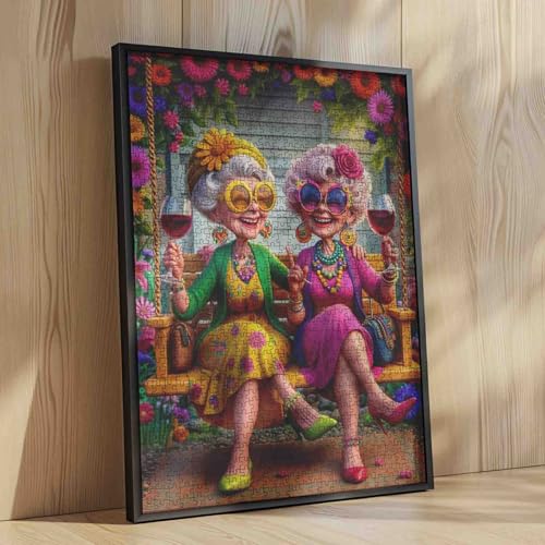 Rompecabezas de 1000 piezas para adultos: Anciana, tema vino, tamaño final 50 x 70 cm, ideal como regalo o decoración para el hogar miniatura 4