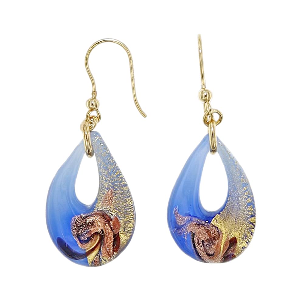 Venetiaurum - Orecchini con Pendente in Vetro originale di Murano e argento 925 - Gioiello made in Italy certificato