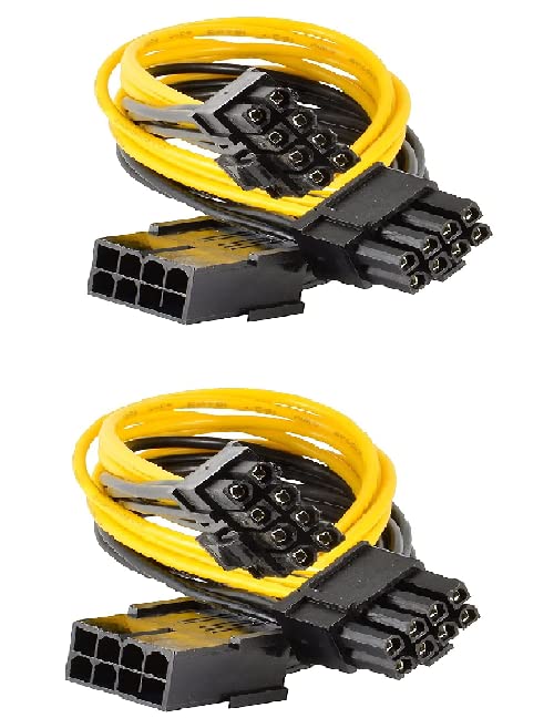 Piplus ® 8Pin Female PCIe to 2 PCIe 8Pin (6P+2P) Male Power Cable, Splitter Graphics GPU Graphics Video Card Wire 20cm -18 AWG for Mining/Gaming 2units Yellow, Black