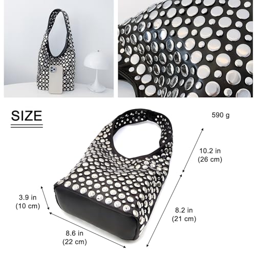 Bolso Hobo Y2K con tachuelas para mujer miniatura 5