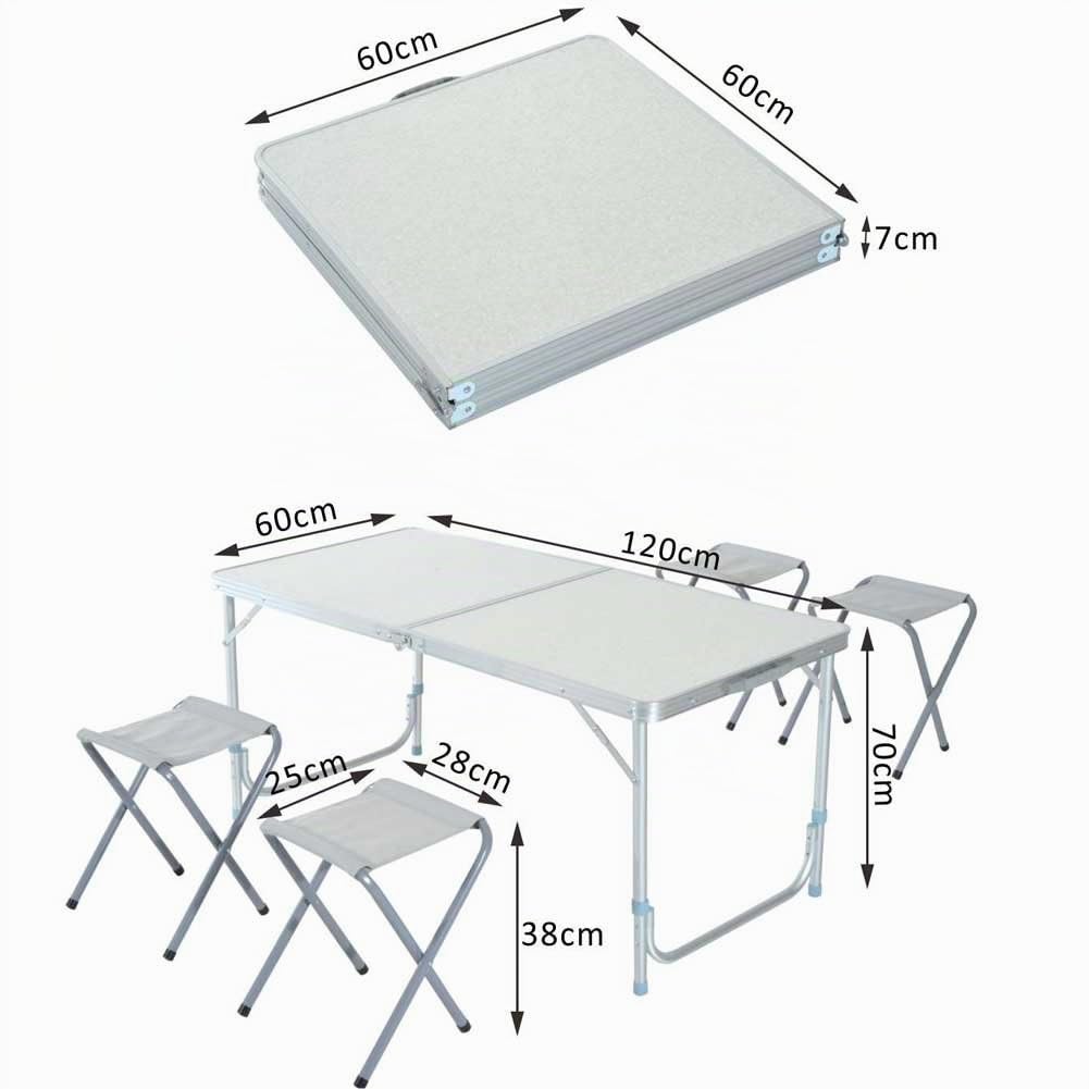 BAKAJI Tavolo Camper Campeggio Picnic Alluminio Pieghevole a valigetta per spiaggia o giardino (120 x 60cm)