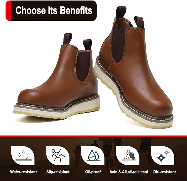 CONRAD Men's Chelsea Slip-On Work Boots - Soft Toe, Composite Toe, Waterproof, Slip Resistant, Safety Shoes2