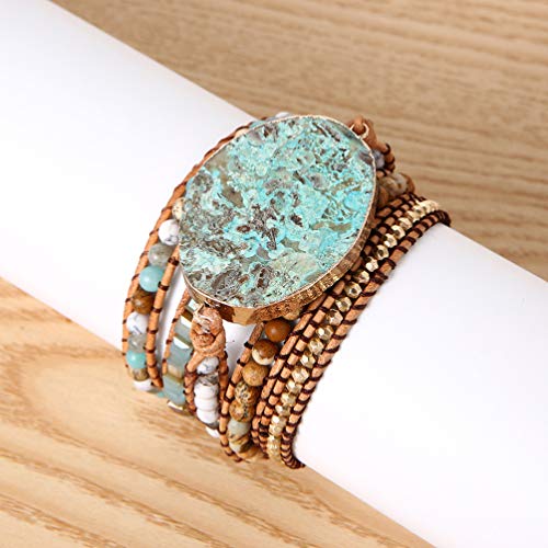 KESYOO Pulseiras de Metal com Várias Camadas de Punho Étnico Estilo Envoltório Pulseira Joia de Puls