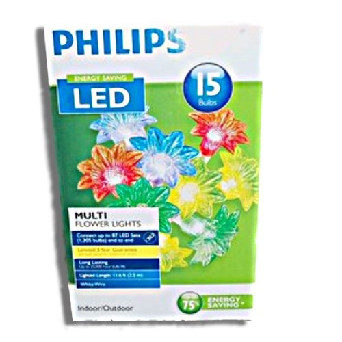 Energy Star Philips Outdoor/Indoor LED Lights Multicolor Flower/White String