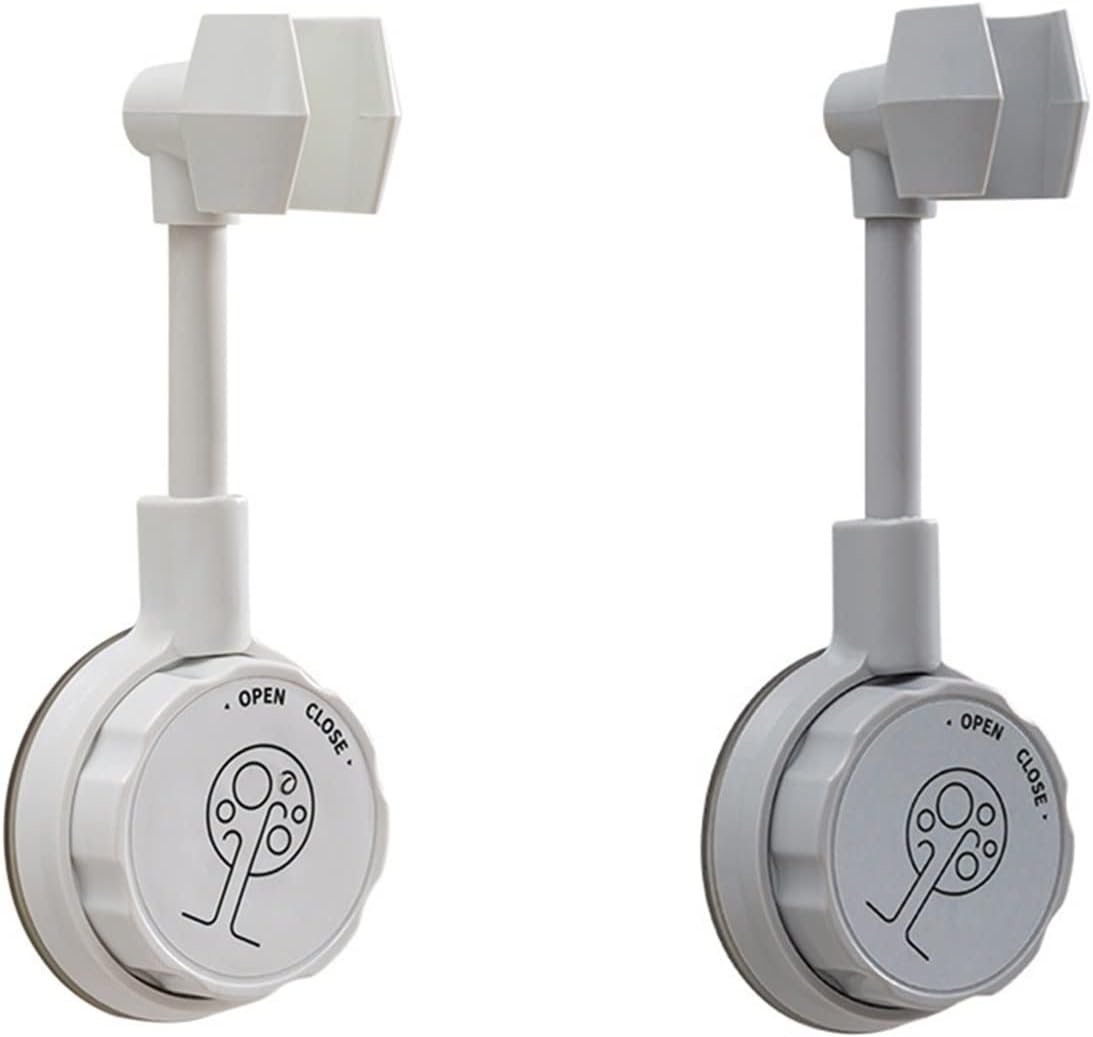 2PCS Suction Cup Shower Holder Adjustable Shower Head Holder Universal Bathroom Bracket Nozzle Base Stand Punch-Free 360°Rotation Shower Installation Bracket(Gray)