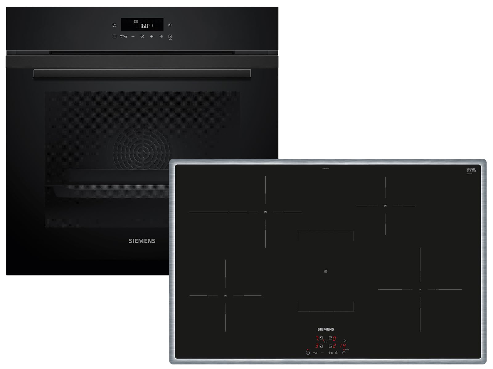 Siemens Zestaw PQ225IA00Z piec do pirolizy Deep black inox HB271ABB3 + płyta indukcyjna autark EH845BFB5E