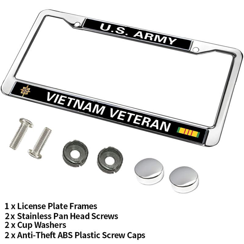 Image of US Army Vet License Plate Frame Religious Proud US Army Veteran Rust-Proof License Plate Frame US Army Veteran Support License Plate Frame Creative Gift for Veteran