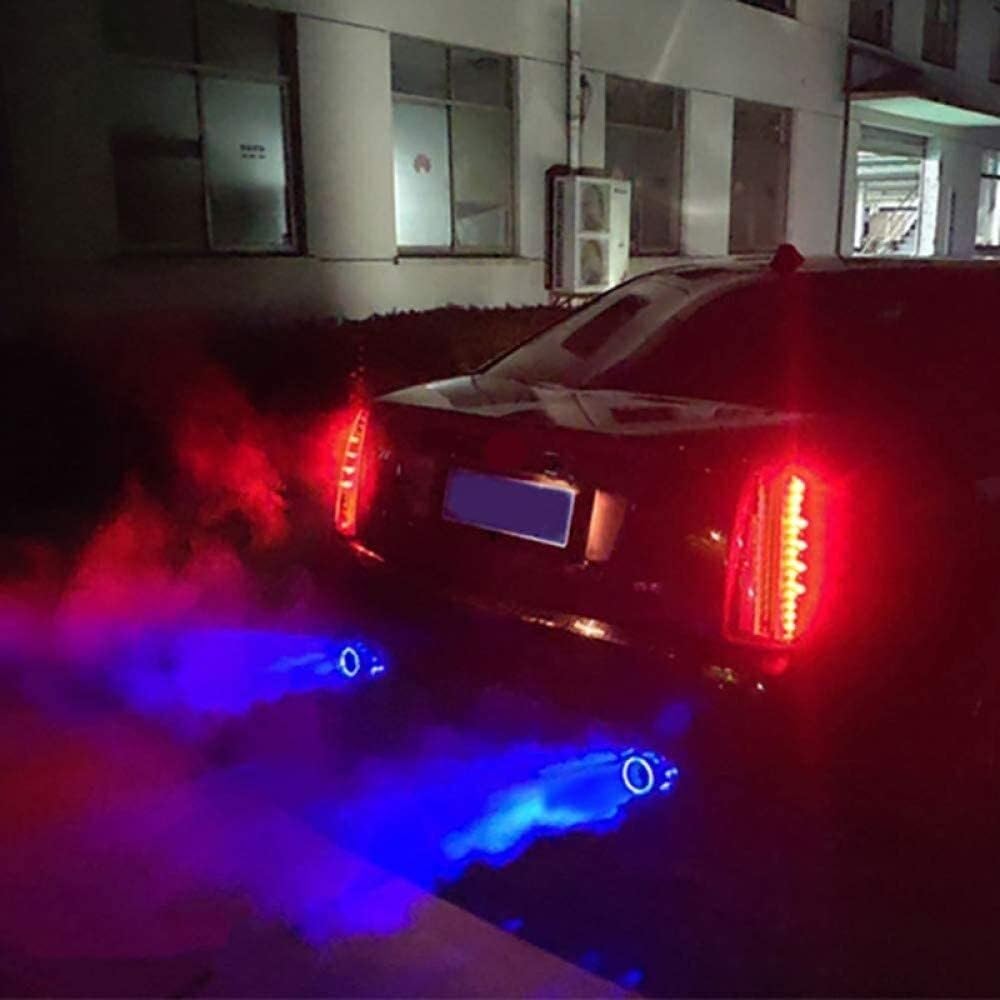 Tabla De Escape Del Coche 63mm Universal Glossy Matte Fibra Carbono Tubos Cola La Garganta Con Luz Sistema Modificado Silbato Coche Escape Tubo Silenciador(C Blue Light)
