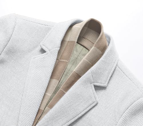 INVACHI Men's Casual Trench Coat with Detachable Scarfs Notched Collar Single Breasted Overcoat3