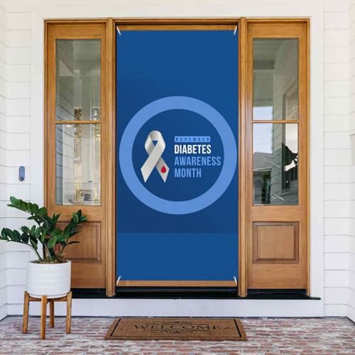 Image of November Diabetes Awareness Month Door Cover Banner Backdrop Decorations For Front Door Background Party Outdoor Decor Supplies 72 X 35 Inch