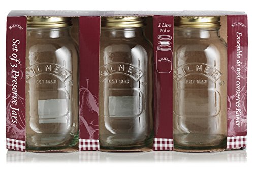Kilner Ravenhead 1 Litre Preserve Jar, Sleeve of 3
