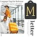 Personalized Initial Luggage Tags for Suitcases,Leather Letter Cute Luggage Tags with Privacy Name Card,Embroidered Monogrammed Travel Bag Backpack Tags Gifts for Women Kids Girls Teens(Black-M)