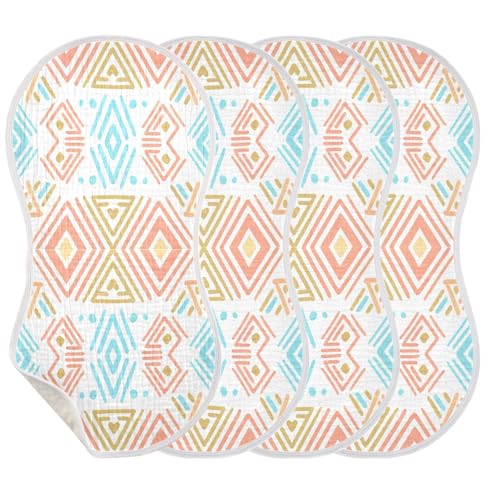 2 Pack Baby Burp Cloths, Soft Absorbent Burping Cloths for Babies, Cotton Milk Spit Up Rags, Large Size for Newborns, Baby Boys and Girls (Tribal Geometric Pattern)3