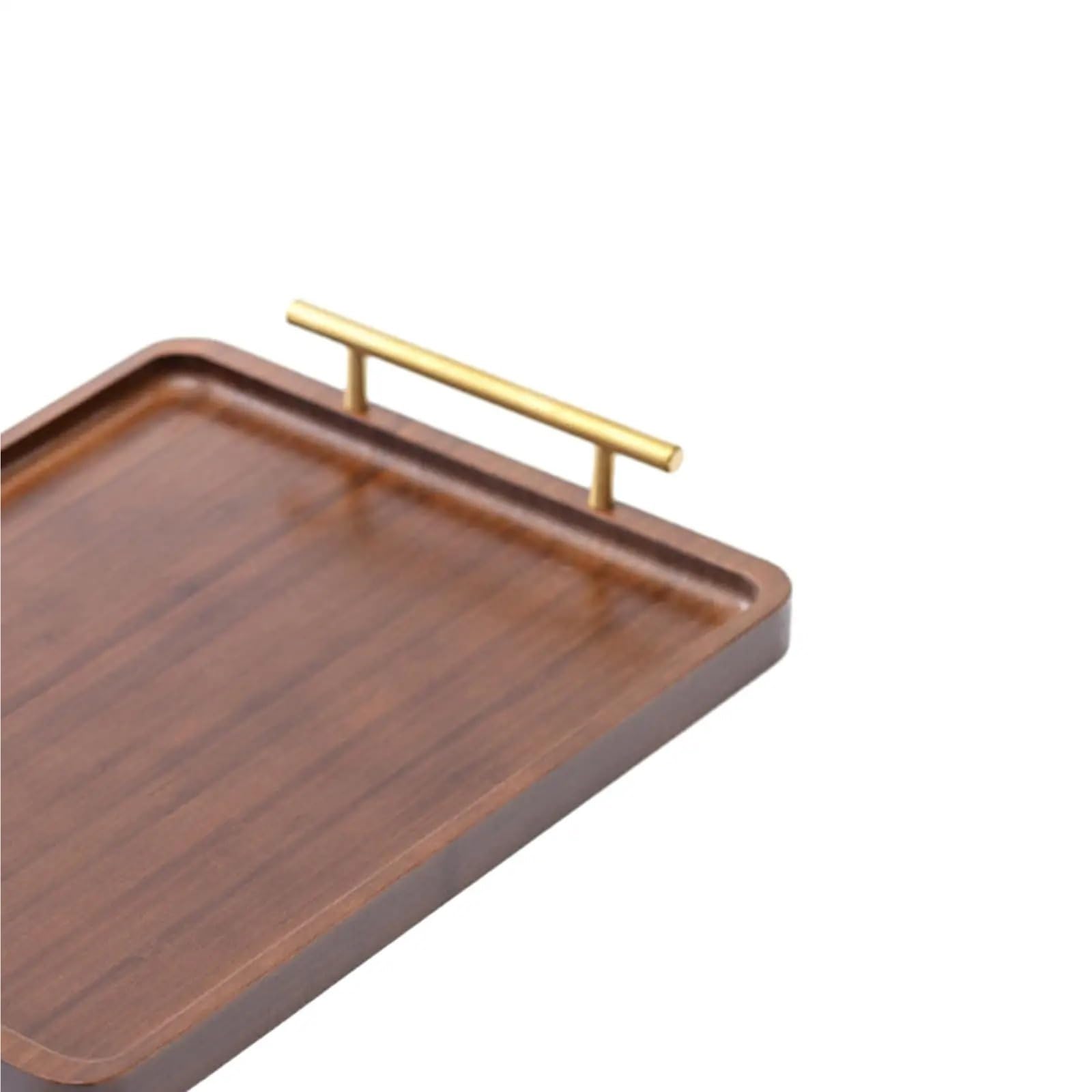 Bandeja de madera para servir aperitivos con asas de metal, mesa de centro decorativa para decoración de cocina (20 x 30 cm)