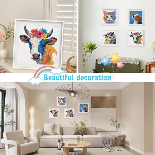 Leixonl 4 Packs 5D Diamond Art Kits for Kids Ages 6-8-9-12,Arts and Crafts Set for Home Wall Decor.Gem Art by Number Kits Arts and Crafts Kits(5.9x5.9inch) (Butterfly Dog) by Leixonl - Image 2