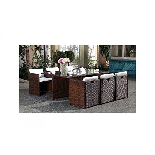 JFB Le Vito : Salon Jardin Chocolat encastrable en résine 6 Personnes