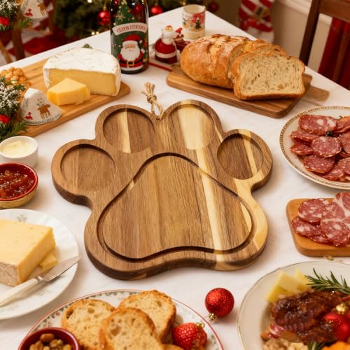 Tabla de Cortar Grande en Forma de Huella de Acacia de 35 cm - Regalo para Amantes de Mascotas miniatura 5