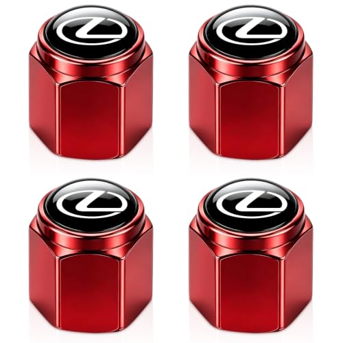 Image of Tire Valve Stem Caps Cover for Lexus Metal Car Wheel Air caps Auto Valve Stem Caps Accessories 4 Pack RED