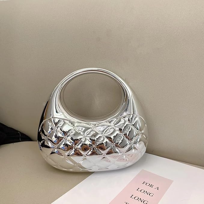 Image of Metallic Acrylic Evening Handbag for Women | Crossbody Sling Bags with Detachable Chain Strap Glossy Stylish Ladies Girls Small Size Cute Party Wedding Bag
