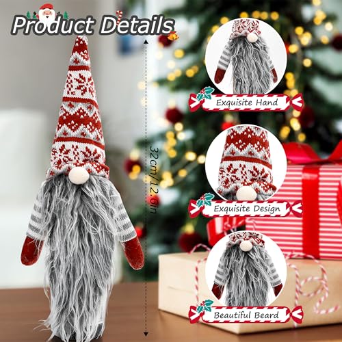 Image of Christmas Gnome Wine Bottle Topper Covers, Swedish Gnome Wine Bottle Topper, for Decorations Christmas Dining Table Decor Party Favors Supplies Holiday Gifts (4pcs Christmas striped style)