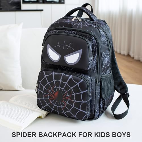 JIANYA Kids Backpack for School Boys, Spider School Bag for Elementary Kids Children, Black - Image 5