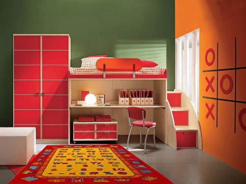 image for Mybecca Kids Children Educational ABC Fun Alphabet Train Area Rug 5' x