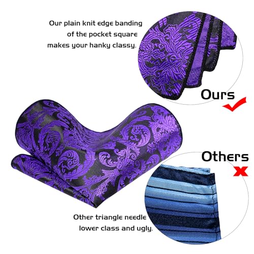 Image of 5PCS Tie and Pocket Square for Men, Silk Necktie and Handkerchief Cufflinks with Gold Ring and Lapel Pin Set