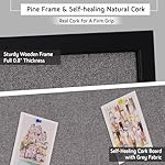 Bulletin Board 36 x 24 Inch, 100% Wood Framed Canvas Cork Board with Grey Fabric, Wall Mounted Notice Board for Home Office School - Image 3