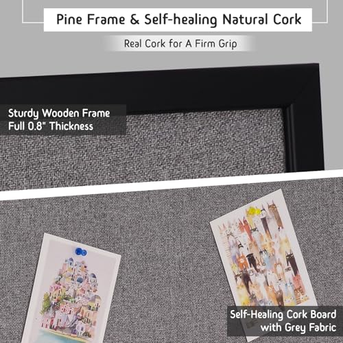 Gideal Bulletin Board 36 x 48 Inch, 100% Wood Framed Canvas Cork Board with Grey Fabric, Wall Mounted Notice Board for Home Office School, 2 Pack by gideal - Image 2