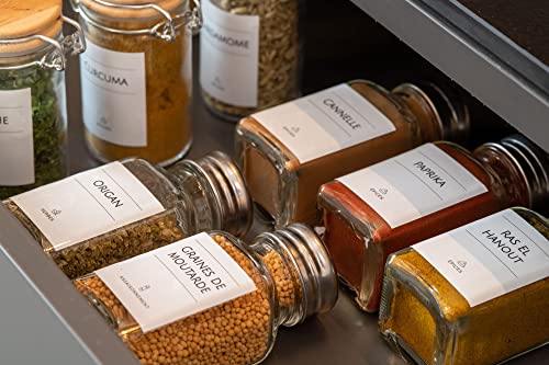 AVERY - Pack of 96 Minimalist Labels for Spice Jars - Ready to Use - Rectangular Size 3.8cm x 4.5cm, assorted colours, 37 X 45 mm