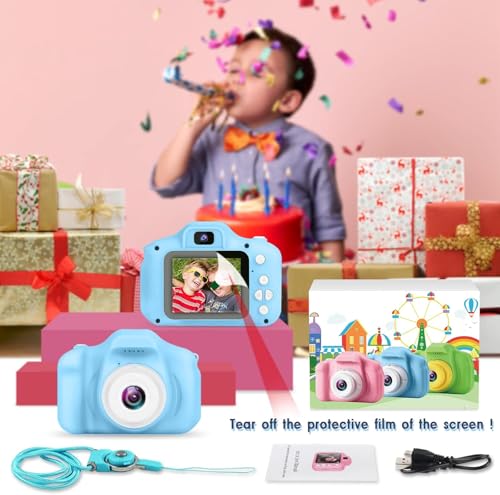 TOYTONIC Kids Digital Camera for Boys - 3MP Dual Lens, 1080P Video, 2.0 Inch Screen with Time-Lapse, Games, and Voice Recorder - Stylish Blue Design 7 51W91PF53aL