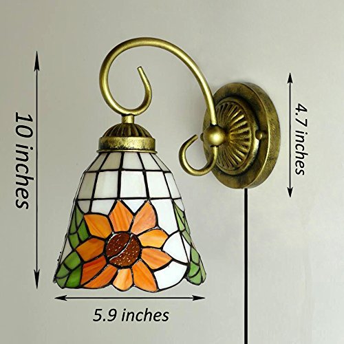 Image of Kiven Wall lamp E26 1-Light Plug-in Bulb not Included Wall Sconce Glass Shade 6 Foot Black Cord(BD0523)