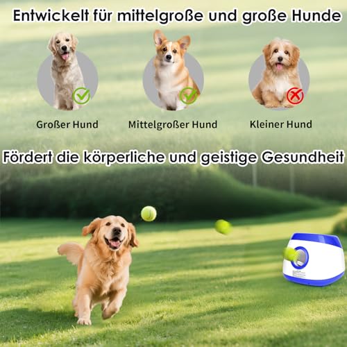 Rawhui Ballwurfmaschine Hund Automatisch Ballmaschine Interaktives Hundespielzeug Elektrisch mit 6 Stück Hundeball ballwerfer für Hunde Groß und Mittlere