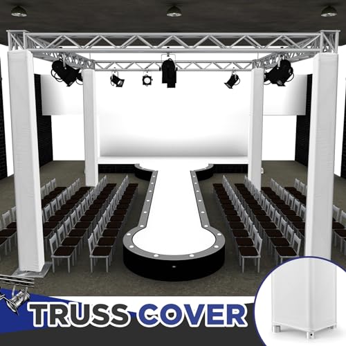 Image of Hahafelt 2 Pcs White Truss Cover Fits 10 ft x 12 in Box Truss Scrim Elastic Fabric Seamless Integration Easy Installation Pull over Sleeves