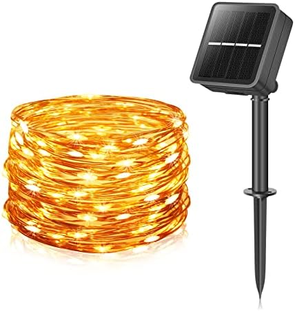 AKASUKI Solar String Lights Outdoor, 24m/79Ft 240 LED Copper Wire Fairy Light with 8 Lighting Modes, Waterproof Garden Lights for Tree, Patio, Fence, Party, Wedding Decorative (Warm White)