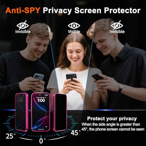 Image of for iPhone Air Case with Privacy Screen Protector, Hot Pink