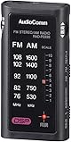 オーム電機 ラジオ 小型 ポータブルラジオ ポケットラジオ AudioComm ライターサイズラジオ イヤホン専用 ブラック RAD-P333S-K 03-0969 OHM