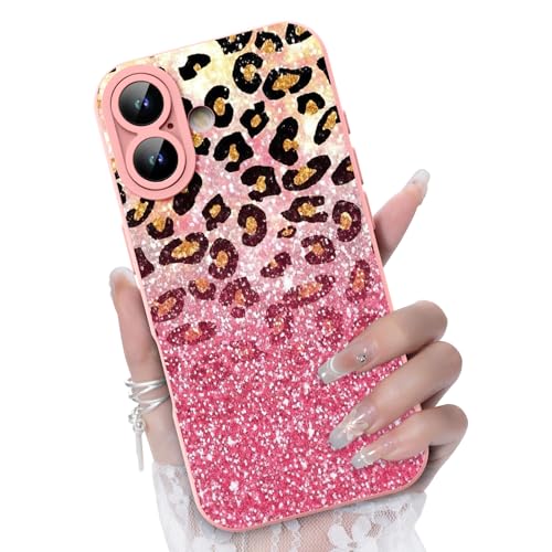 CASBST for iPhone 17 Phone Case, Leopard Glitter Pattern, Pink