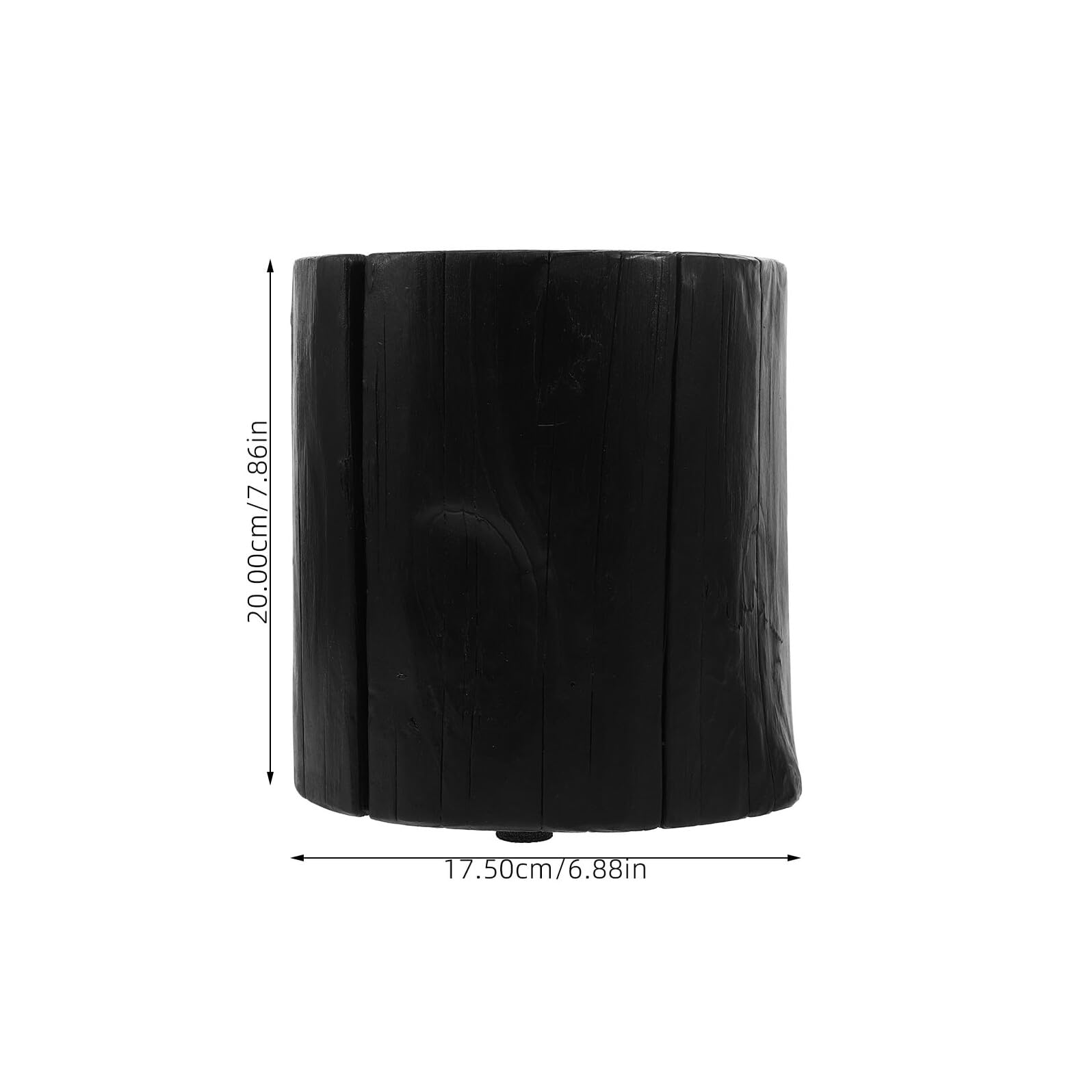 TOYANDONA Tabouret D’Appoint en Bois Massif Noir Carbonisé Tabouret Rond 20 CM Hauteur Porte-Plantes et Table de Chevet Polyvalente Meuble Décoratif Naturel pour Salon et Chambre