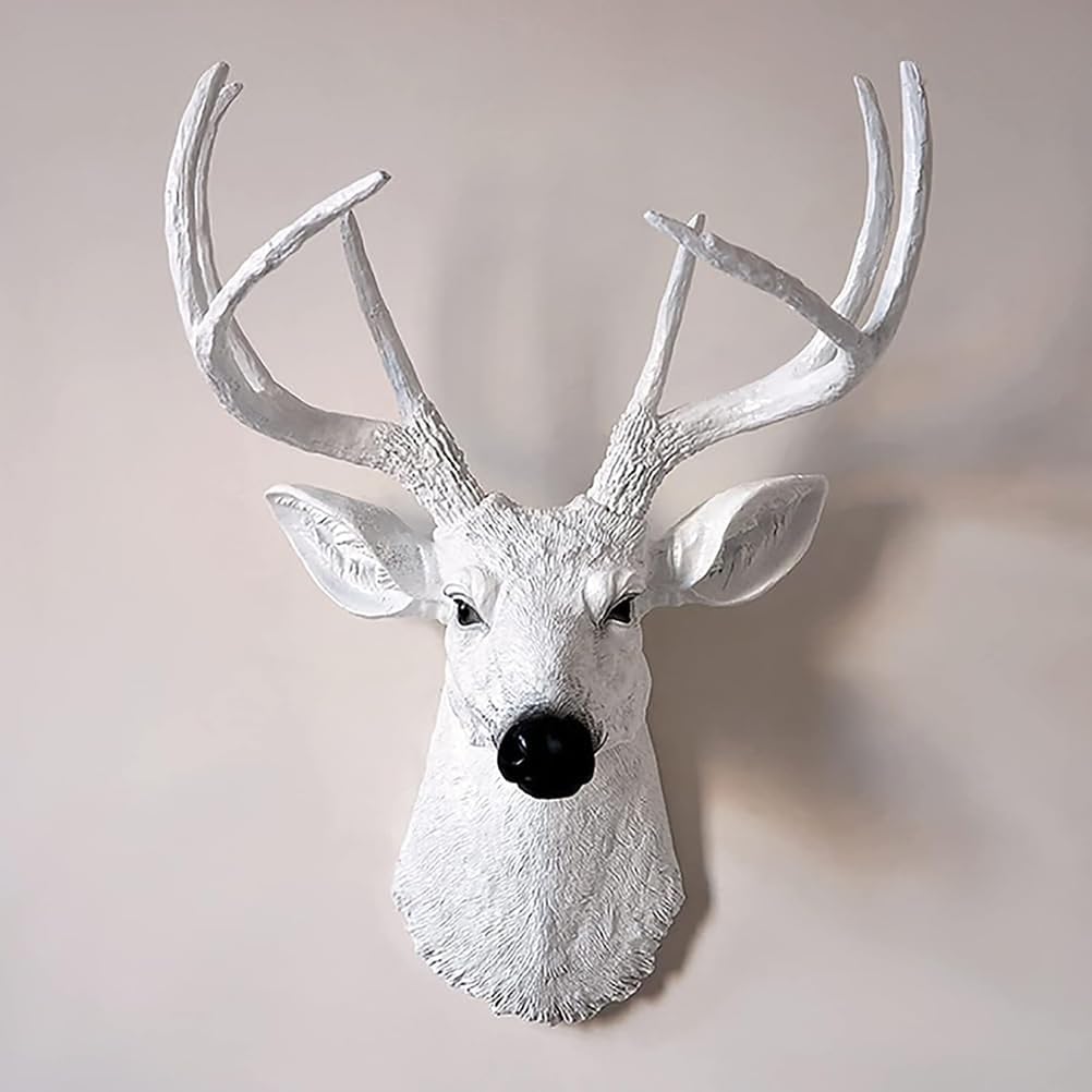 Generico Arredo da Parete con Testa di Cervo, Testata Animale Finta tassidermia, Decorazione da Parete con Scultura di Testa di Cervo, Decorazioni con Cervo per casa - 52,5x39cm