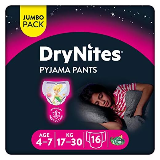 DryNites - Braguitas absorbentes para niñas de 4 – 7 años, 2 Pack x 16 unidades