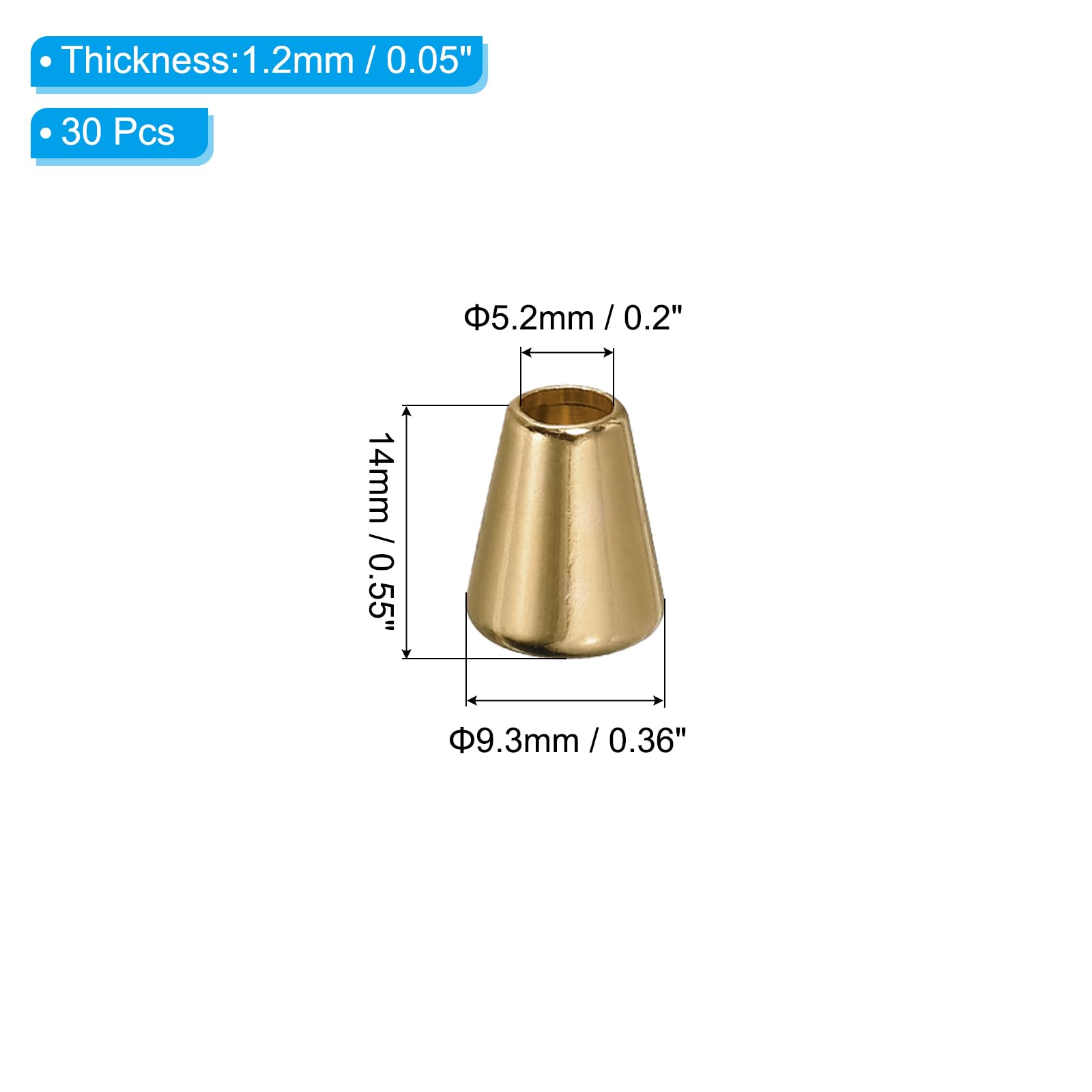 PATIKIL Bell Stopper Conical Cord Ends - Image 2